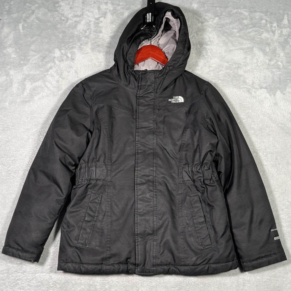 North Face Jacket Girls L 14/16 Black DryVent 550 Down Hooded Parka Greenland